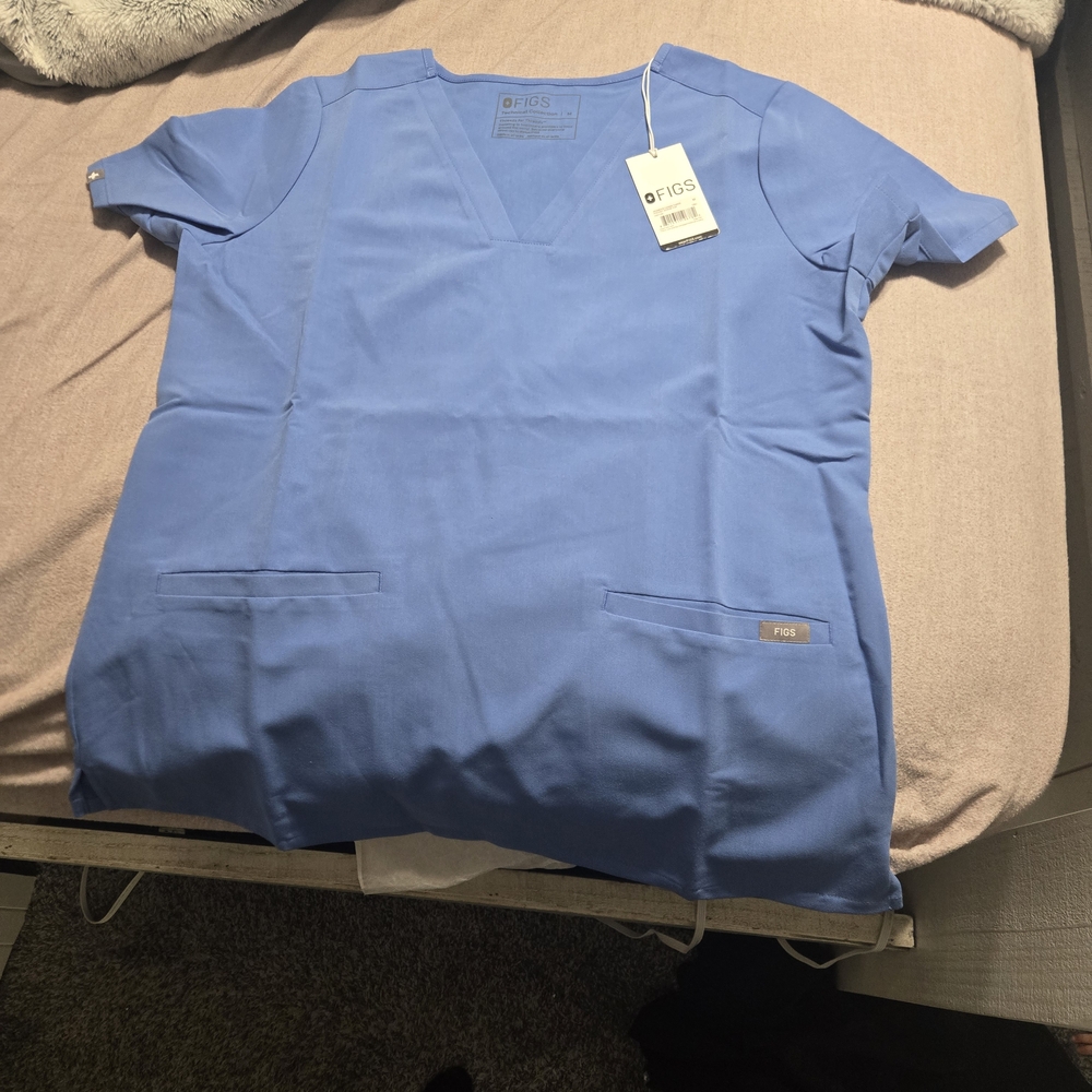 Figs Blue Scrub Top